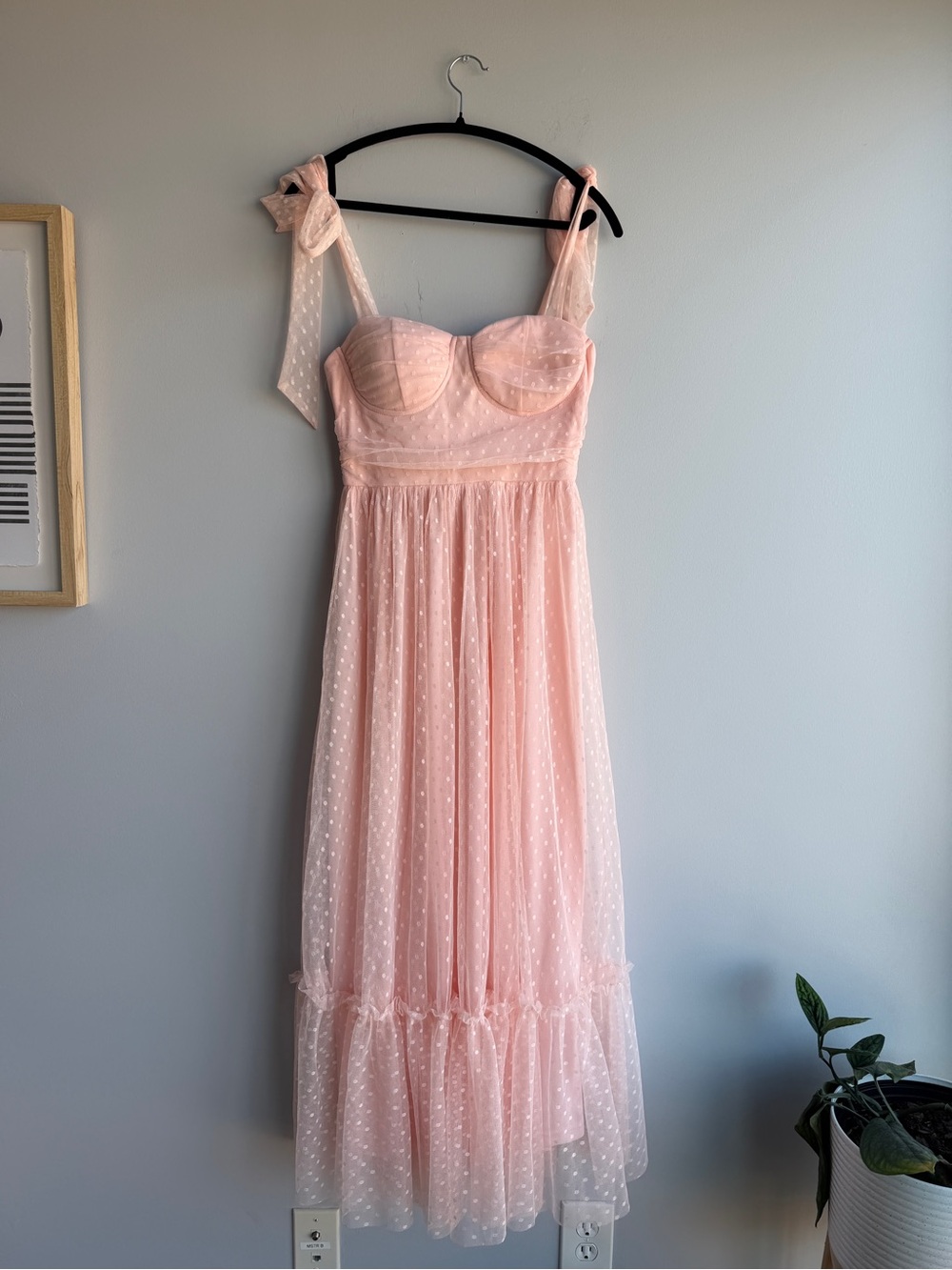 NWT Zeflows Floral midi Dress Sheer Tie-Shoulder - Picture 2 of 8